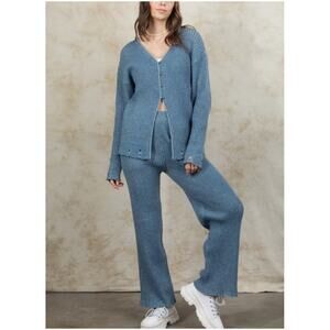 Loveriche Sweater & Pants Two-Piece Set Blue Mix Size Large NWT Comfy Lounge